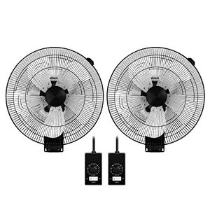 lot 50390 image: HealSmart 18 Inch Household Commercial Wall Mount Fan, 90 Degree Horizontal Oscillation, 5 Speed Settings, Black, ONLY 1 FAN