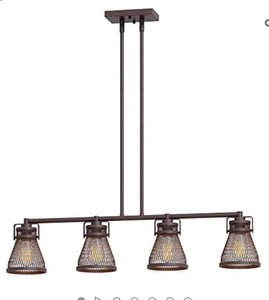 lot 50418 image: Inlight Industrial Chandelier, Oil Rubbed Bronze, 4-Light