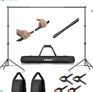 lot 50447 image: EMART Photo Video Studio 10Ft Adjustable Background Stand Backdrop Support System Kit