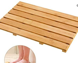 lot 50465 image: Bath Mat for Luxury Shower, Non-Slip Bamboo Sturdy Water Proof Bathroom Mat, 20in x 12in
