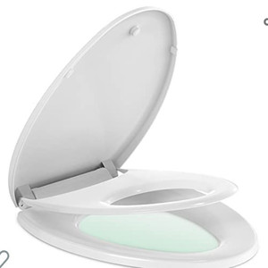 lot 50471 image: Toilet Seat with Built-In Potty Training Seat, Elongated