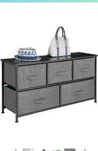 lot 50499 image: mDesign Steel Frame, Wood Top Horizontal Cloth Storage Dresser