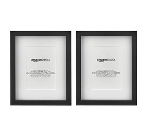 lot 50533 image: Amazon Basics 8in.x 10in. Photo Picture Frame or 5in.x 7in.with Mat, Black, 2-Pack