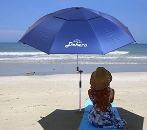 lot 50545 image: Dekero Windproof Beach Umbrella, Dark Blue