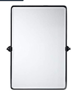 lot 50579 image: TEHOME Farmhouse Black Metal Framed Pivot Rectangle Bathroom Mirror