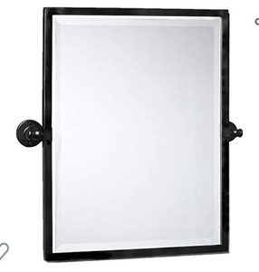 lot 50586 image: TEHOME Black Metal Framed Pivot Rectangle Bathroom Mirror