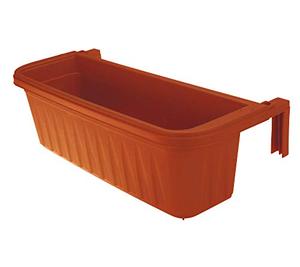lot 50644 image: Apollo Exports International AP-30218TC 24 Adjustable Railing Planter, Terra Cotta   (May have been used)