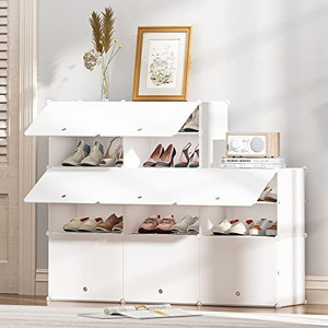 lot 50649 image: JOISCOPE Portable Shoe Storage Organizer Tower, Modular Cabinet Shelving for Space Saving, Shoe Rack Shelves for shoes, Boots, Slippers  (May not be exact stock photo)