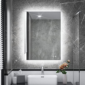 lot 50650 image: TokeShimi 24 x 32 LED Inch Backlit Mirror Bathroom Vanity Mirror Dimmable Wall Mounted CRI90 Bath Mirror with Lights Anti-Fog Lighted Makeup Mirror   (Retails $190.00) (May not be size listed)