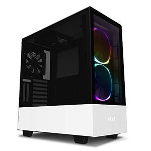 lot 50658 image: NZXT H510 Elite - CA-H510E-W1 - Premium Mid-Tower ATX Case PC Gaming Case - Dual-Tempered Glass Panel - Front IO USB Type-C Port - Vertical GPU Mount - Integrated RGB Lighting - White and Black  (Retails $155)