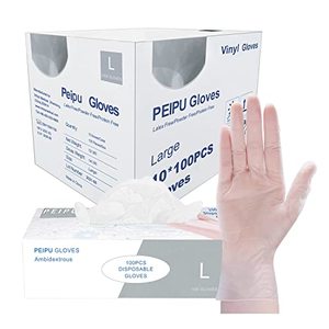 lot 50669 image: PEIPU Vinyl Disposable Gloves(X-Large, 1000-Count)Powder Free, Cleaning Service Gloves, Latex Free