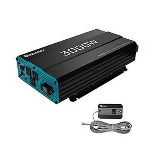 lot 50680 image: Renogy 3000W Pure Sine Wave Inverter 12V DC to 120V AC Converter for Home, RV, Truck, Off-Grid Solar Power Inverter 12V to 110V with Built-in 5V2.1A USB Port, AC Hardwire Port, Remote Controller  (Retails $369)