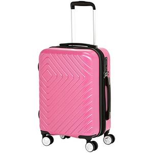 lot 50686 image: Amazon Basics Geometric Travel Luggage Expandable Suitcase Spinner with Wheels and Built-In TSA Lock, 21.7-Inch, Pink