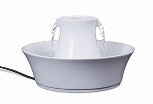 lot 50689 image: PetSafe Drinkwell Avalon Cat Water Fountain - Ceramic Water Fountain for Pets - Drinking Water Dispenser for Cats and Dogs - Fresh, Flowing 70 oz. Water Capacity - Filters Included - Untested  (SOLD AS IS)