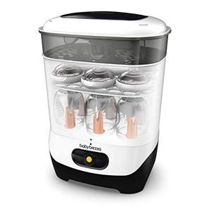 lot 50690 image: Baby Brezza 4 in 1 Baby Bottle Sterilizer Machine � Largest Capacity Electric Steam Sterilization � Pacifiers, Breast Pump Parts  Universal Sterilizing for All Bottles Plastic, Glass, Large, Small