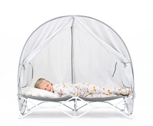 lot 50691 image: Regalo My Cot Deluxe Portable Toddler Bed with Canopy, Provides UV Protection