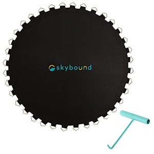 lot 50704 image: SkyBound Replacement Trampoline Mat with Spring Tool, 72 Rings & 147 Wide (fits 6.5-7 Springs), 14ft Diameter Frame