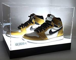 lot 50714 image: LED Powered Lights Basketball Shoes Clear Acrylic Panels Display Cases for Sports Memorabilia Products Storage Showcase (2 Shoes wLED Lights)