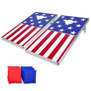 lot 50716 image: GoSports Cornhole PRO Regulation Size Bean Bag Toss Game Set American Flag Design