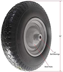 lot 50717 image: Gate Wheel, Farm, Agricultural, Metal Tube, Wood, Industrial, 16 inch, 400 lb. Capacity, Flat-Free Tire, Dual Ball Bearings, Adjustable Height, Heavy-Duty Clamps, by Tech Team