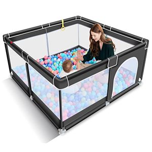 lot 51269 image: TODALE Baby Playpen for Toddler, Large Baby Play Yard, Safe No Gaps Playpen, Baby Gate Playpen, Black  (50  50)