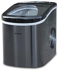 lot 51292 image: Frigidaire EFIC117-SSBLACK-COM EFIC117-SSBLACK 26 Lbs Portable Compact Maker, Stainless Steel Ice Making Machine, Medium, Black Stainless