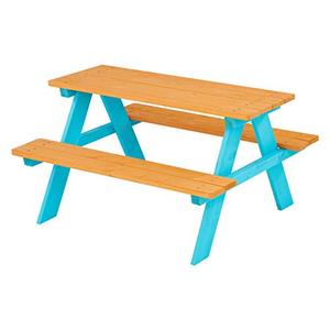 lot 51293 image: Teamson Kids - Wooden Outdoor Child Children Kids Picnic Table & Chair Bench Set - WoodPetrol
