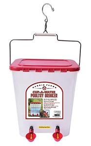 lot 51300 image: Harris Farms 1000310 Cup-A-Water, 4 Gallon Poultry Drinker, RED