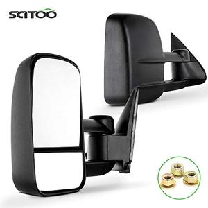 lot 51307 image: SCITOO Towing Mirrors Fit Chevy GMC Exterior Accessories Mirrors Fit 1999-2007 ChevyGMC SilveradoSierra 1500 2500HD 3500HD with Convex Glass Manual Controlling and Telescoping Features, screw bent  (SOLD AS IS)