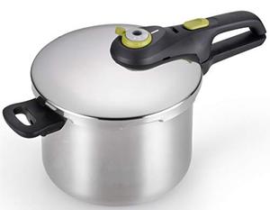 lot 51324 image: T-fal Pressure Cooker, Stainless Steel Cookware, Dishwasher Safe, 15-PSI Settings, 6.3-Quart, Silver, Model P25107