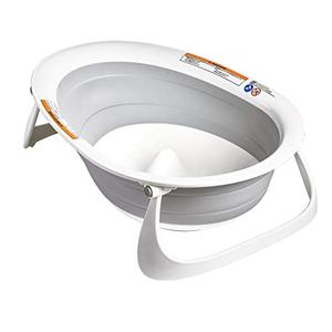 lot 51329 image: Boon Naked 2-Position Collapsible Baby Bathtub, Recline or Sit Up for Infants and Toddlers, Gray