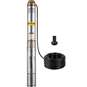 lot 51333 image: VEVOR Well Pump 1 HP Submersible Well Pump 33GPM Deep Well Pump 207ft Head with 9.8ft Cable Water Well Pumps Submersible Stainless Steel for Factories, Farmland, Irrigation Use