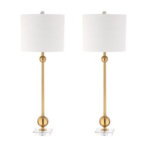lot 51614 image: Hollis 34 Metal LED Table Lamp, Brass with Crystal Base (Set of 2) by JONATHAN Y