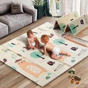 lot 51653 image: UANLAUO Foldable Baby Play Mat, Extra Large Waterproof Activity Playmats for Babies, Toddlers, Infants, Play & Tummy Time, Foam Baby Mat for Floor with Travel Bag, Indoor Outdoor Use (71 x 79)