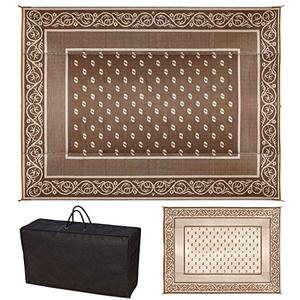 lot 52123 image: SAND MINE Reversible Mats, Plastic Straw Rug, Modern Area Rug, Large Floor Mat and Rug, Brown and White  (9 x 12)