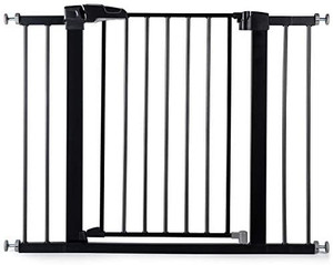 lot 52602 image: BABELIO 26-40 Inch Easy Install Extra Wide Pressure Mounted Metal Baby Gate, No Drilling, No Tools Required, with Wall Protectors and Extenders wood