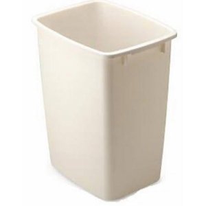 lot 52657 image: Rubbermaid Small Kitchen Bathroom Trash Can, Under-Sink Waste Basket, Plastic Beige 9 Gallons