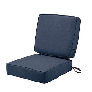 lot 52666 image: Classic Accessories Montlake Water-Resistant 25 x 25 x 5 Inch (seat)25 x 22 x 4 Inch (back) Patio Cushion Set, Heather Indigo Blue, Chaise Lounge Cushions Outdoor