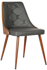 lot 52667 image: Armen Living Lily Dining Chair in Grey Faux Leather and Walnut Wood Finish