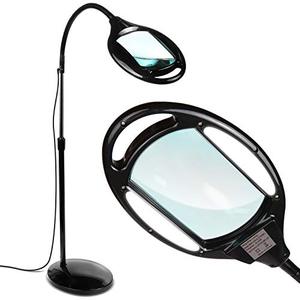 lot 52674 image: Brightech LightView Pro Magnifying Floor Lamp - Hands Free Magnifier with Bright LED Light for Reading - Work Light with Flexible Gooseneck - Standing Mag Lamp