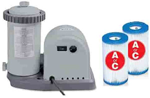 lot 52679 image: Intex 1500 GPH Pool Filter Pump & Intex Type A or C Filter Cartridges (2 Pack)