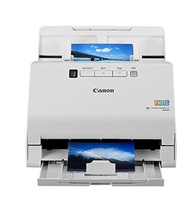 lot 53043 image: Canon imageFORMULA RS40 Photo and Document Scanner - for Windows and Mac - Scans Photos - Vibrant Color - USB Interface - 1200 DPI - High Speed - Easy Setup   (Retails $400.00)