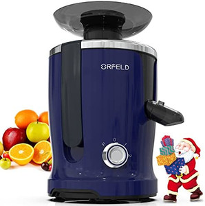 lot 53053 image: Centrifugal Juicer, ORFELD Juicer Machines with Non-drip Function, Easy Clean Juicers Extractor Wide 3 Feed Chute, with Brush, BPA-Free Compact Juicer, Blue  (Appears to have been used--Tested appears to work)  (SOLD AS IS)