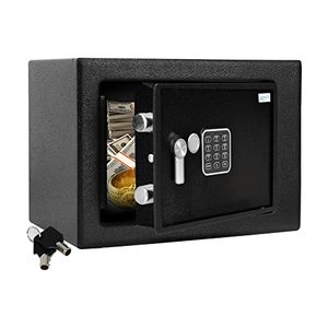 lot 53061 image: Home Security Electronic Lock Box - Safe with Mechanical Override, Digital Combination Lock Safe, LED Low Battery Indicator, Includes Mounting Bolts, Keys & (4) x AA Batteries - SereneLife SLSFE15