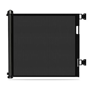 lot 53073 image: Wiscky Retractable Baby Gate Dog Gate Extra Wide Safety Gates 33 Tall, Extends to 59 Wide, Easy to Roll and Latch Dogs Gate for Doorways, Stairs, Hallways, Deck, Banisters IndoorOutdoor (Black)