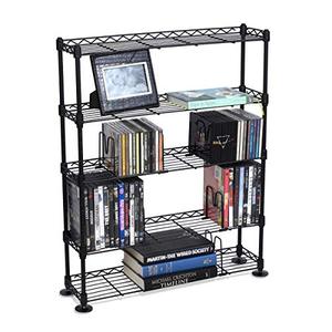 lot 53077 image: Atlantic Maxsteel 5 Tier Shelving - Heavy Gauge Steel Wire Media Shelving for 275 CDs,152 DVDs, Blu-ray or Games PN3010, Black