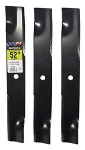 lot 64692 image: Maxpower 561145B 3-Blade Set for Many 52 in. Cut Hustler Mowers Replaces OEM #s 795526, 603995, 783753 and Dixie Chopper 30227-52X, Black