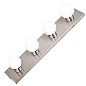 lot 64705 image: Dysmio Lighting Four Light Vanity Strip - Hollywood Style Mirror Fixture with Brushed Nickel Plates Salon-Grade Accessories for Bedroom, Bathroom, Dressing Room, Makeup Studio - 24 x 4.25 Inches