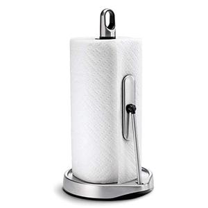 lot 64708 image: Simplehuman Tension Arm Standing Paper Towel Holder, Brushed Stainless Steel