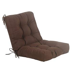 lot 64718 image: QILLOWAY Outdoor SeatBack Chair Cushion Tufted Pillow , SpringSummer Seasonal All Weather Replacement Cushions. (Coffee  Brown  Chocolate)
